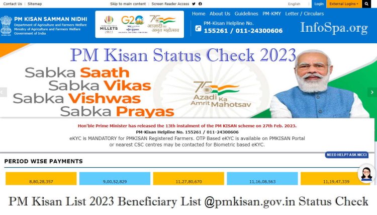 PM Kisan Status Check 2023: PM Kisan List 2023 Beneficiary List @pmkisan.gov.in Status Check